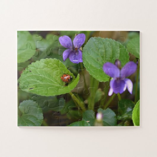Ladybug op Sweet Violet Flowers Legpuzzel (Horizontaal)