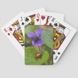 Ladybug op Sweet Violet Flowers Pokerkaarten