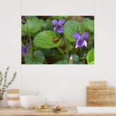 Ladybug op Sweet Violet Flowers Poster (Keuken)
