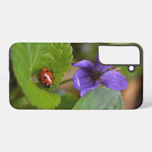 Ladybug op Sweet Violet Flowers Samsung Galaxy Hoesje (Achterkant horizontaal)