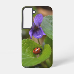 Ladybug op Sweet Violet Flowers Samsung Galaxy Hoesje