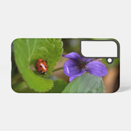 Ladybug op Sweet Violet Flowers Samsung Galaxy Hoesje (Achterkant horizontaal)