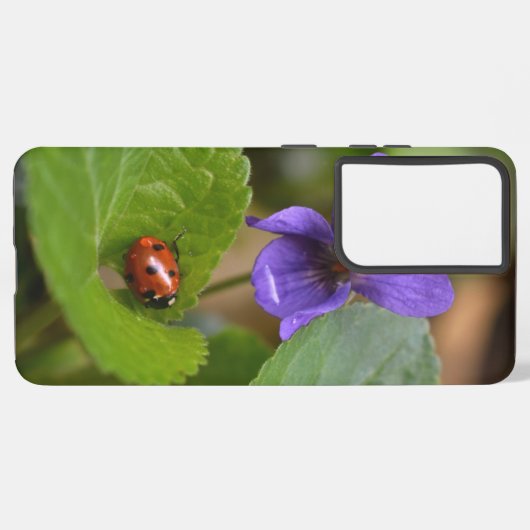 Ladybug op Sweet Violet Flowers Samsung Galaxy Hoesje (Linkerkant)