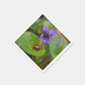 Ladybug op Sweet Violet Flowers Servet (Hoek)