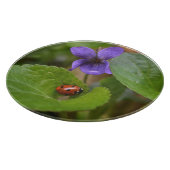 Ladybug op Sweet Violet Flowers Snijplank (Hoek)