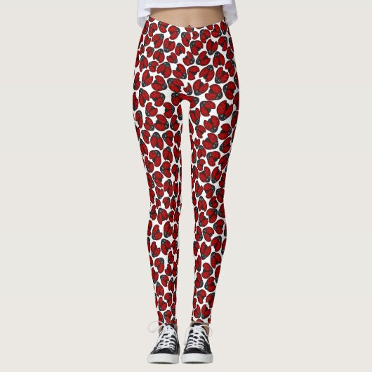 Ladybug Parade op White Leggings (Voorkant)