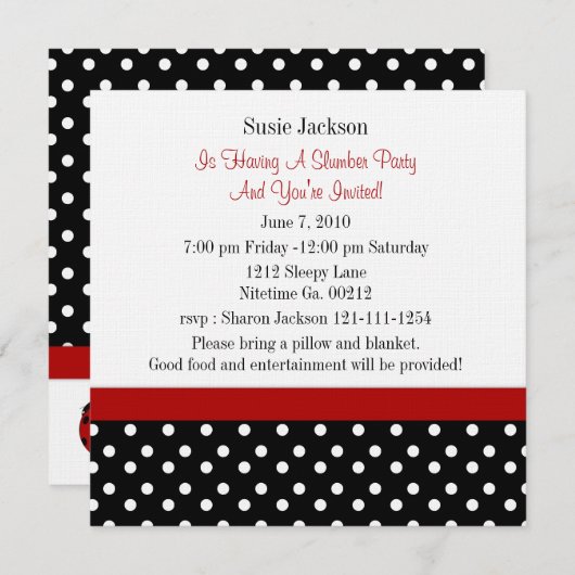 Ladybug Party-uitnodigingen Kaart (Voorkant / Achterkant)