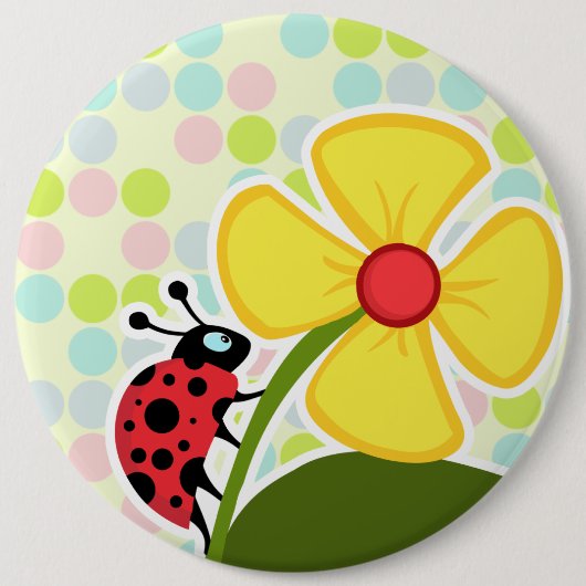 Ladybug Pastel Kleuren, Polka Dot Ronde Button 6,0 Cm (Voorkant)