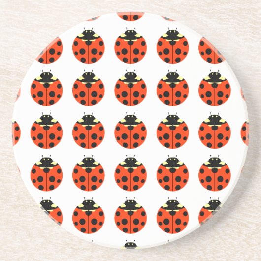 ladybug-patroon zandsteen onderzetter (Voorkant)