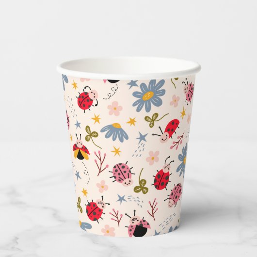 Ladybug Pattern Baby shower Papieren Bekers (Achterkant)