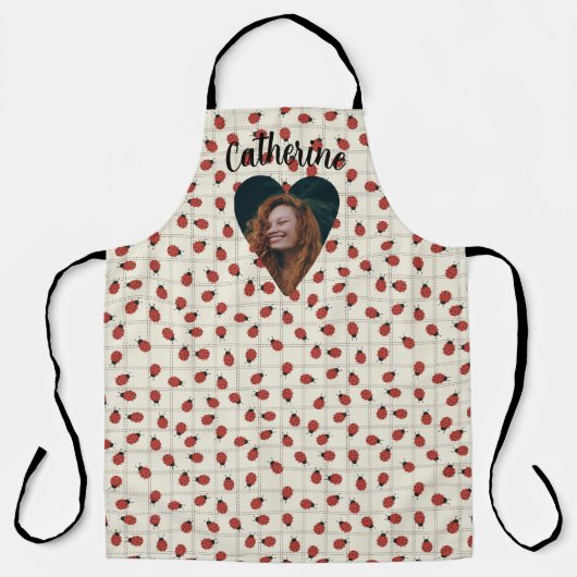 Ladybug Pattern Custom Photo & Name on Cream White Schort (Voorkant)