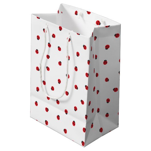 Ladybug Pattern Gift Bag Medium Cadeauzakje (Achterkant Gekanteld)