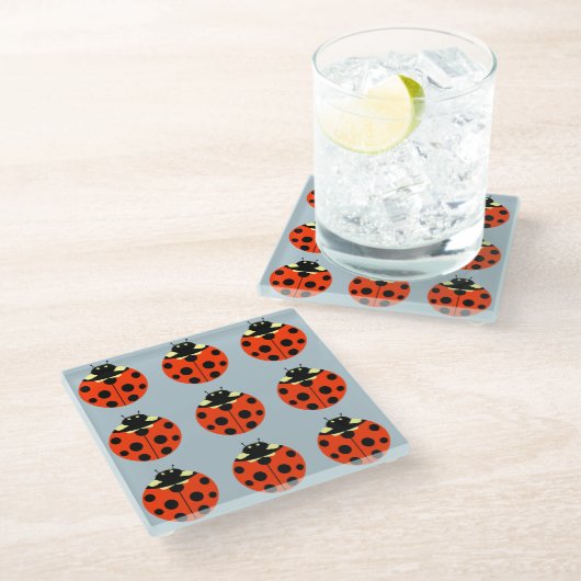 Ladybug Pattern Glazen Onderzetter (Schuin)