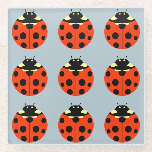 Ladybug Pattern Glazen Onderzetter (Voorkant)