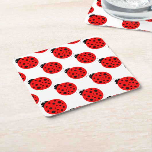 Ladybug Pattern Kartonnen Onderzetters (Schuin)