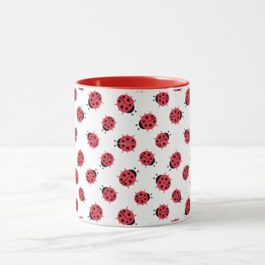 Ladybug Pattern Print Coffee Mok (Midden)