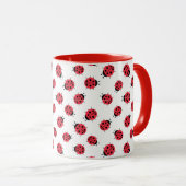 Ladybug Pattern Print Coffee Mok (Voorkant rechts)
