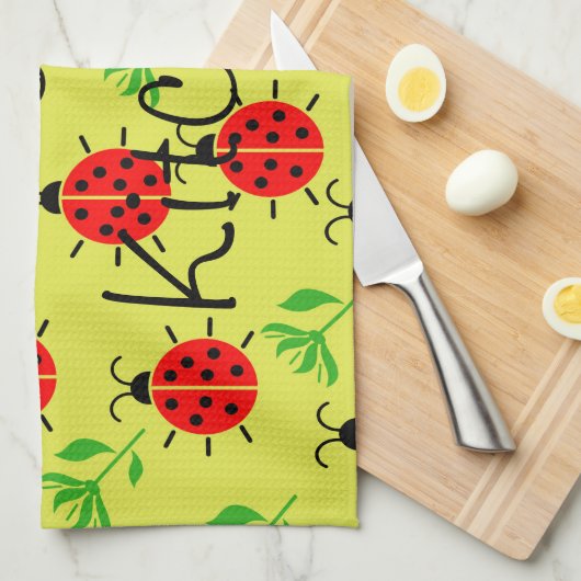 Ladybug Pattern Theedoek (Quarter Fold)