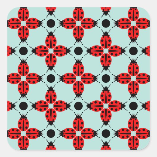 Ladybug Pattern Vierkante Sticker (Voorkant)