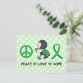 Ladybug Peace Love Hope Green Awareness Ribbon Briefkaart (Staand voorkant)