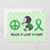 Ladybug Peace Love Hope Green Awareness Ribbon Briefkaart (Voorkant / Achterkant)