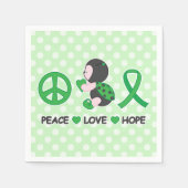 Ladybug Peace Love Hope Green Awareness Ribbon Servetten (Voorkant)