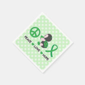 Ladybug Peace Love Hope Green Awareness Ribbon Servetten (Hoek)