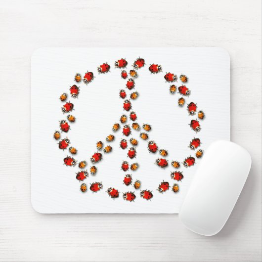 Ladybug Peace Sign Mousepad Muismat (Met muis)