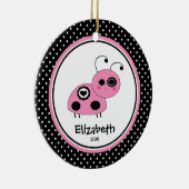 Ladybug Personalized Girl Kerstornament Pink Keramisch Ornament (Rechts)