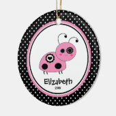 Ladybug Personalized Girl Kerstornament Pink Keramisch Ornament (Links)