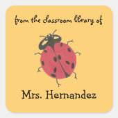 Ladybug personalized teacher gift bookplate vierkante sticker (Voorkant)