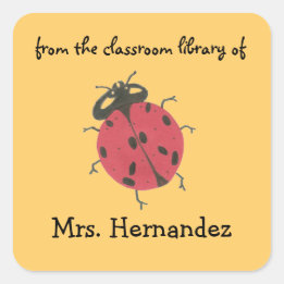 Ladybug personalized teacher gift bookplate vierkante sticker