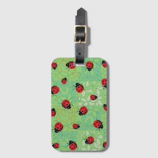 Ladybug Petals Green Pattern Bagagelabel (Voorkant (verticaal))
