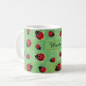 Ladybug Petals Green Pattern Koffiemok (Voorkant links)