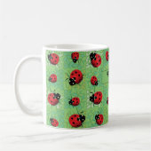 Ladybug Petals Green Pattern Koffiemok (Links)