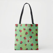 Ladybug Petals Green Pattern Tote Bag (Voorkant)