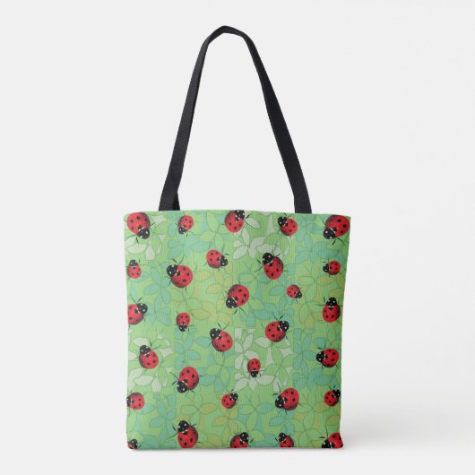 Ladybug Petals Green Pattern Tote Bag (Achterkant)