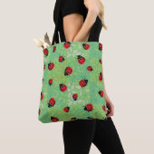 Ladybug Petals Green Pattern Tote Bag (Dichtbij)