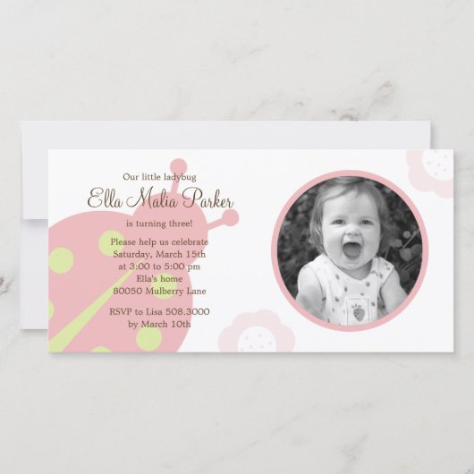 Ladybug Photo Birthday Invitation (Voorkant)