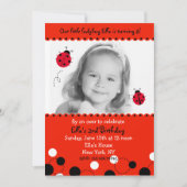 Ladybug Photo Birthday Party Invitations Kaart (Voorkant)