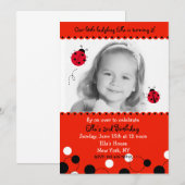Ladybug Photo Birthday Party Invitations Kaart (Voorkant / Achterkant)
