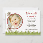 Ladybug Photo Birthday Party Invitations Kaart (Voorkant)