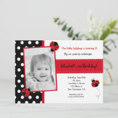 Ladybug Photo BIrthday Party-uitnodigingen Kaart (Staand voorkant)