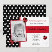 Ladybug Photo BIrthday Party-uitnodigingen Kaart (Voorkant / Achterkant)