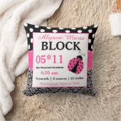 Ladybug Pink Black Baby Announcement Pillow Kussen (Deken)