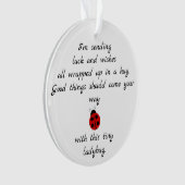 Ladybug Poem: Vermaken, hugs en Good Luck Ornament (voorkant)