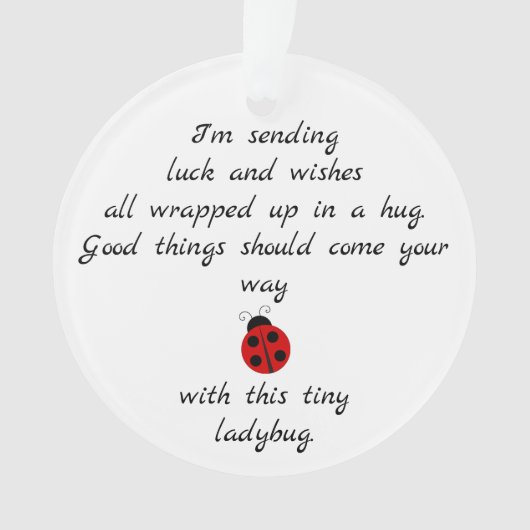 Ladybug Poem: Vermaken, hugs en Good Luck Ornament (voorkant)