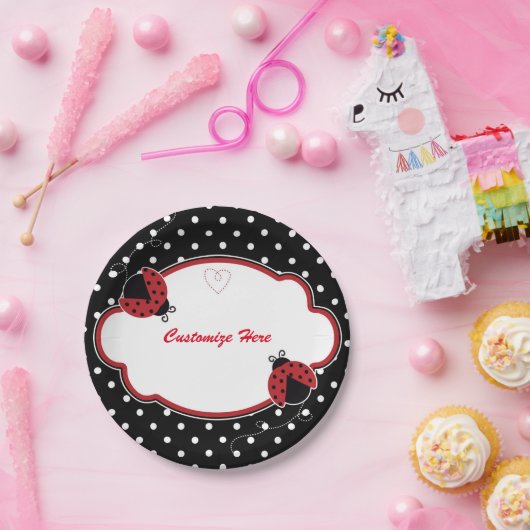 Ladybug Polka Baby shower Party Borden Papieren Bordje (Feest)