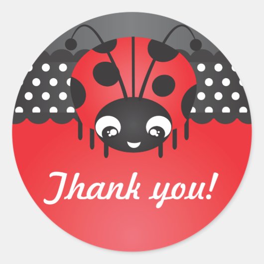 Ladybug Polka Dot Birthday Dank u Stickers (Voorkant)