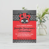 Ladybug Polka Dot Birthday Party Invitation Kaart (Staand voorkant)